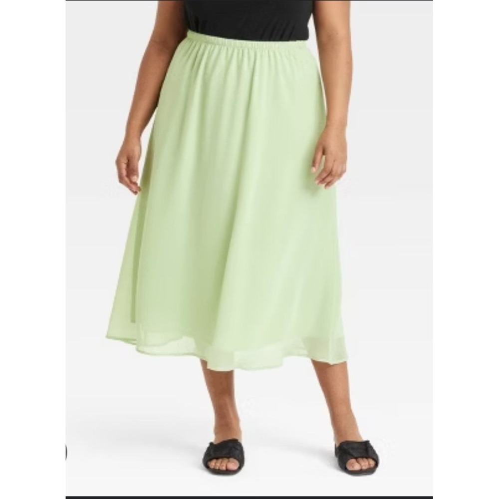 Women's‎ Sheer Maxi A-Line Skirt - A New Day Green XL